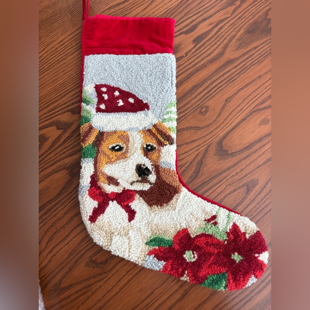 Wool Needlepoint Christmas Stocking - Jack Russell Terrier